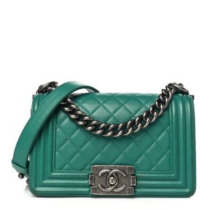 Chanel Lambskin Quilted Small Boy Flap Green