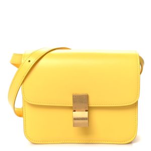 Celine Box Calfskin Teen Classic Box Flap Bag Pollen