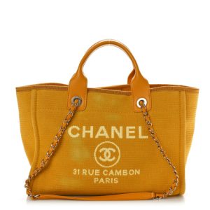 Chanel Mixed Fibers Small Deauville Tote Yellow