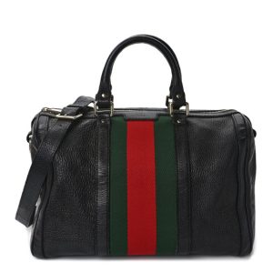 Gucci Calfskin Vintage Web Medium Boston Black