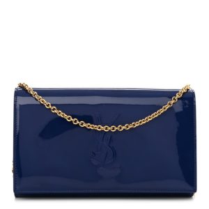 Saint Laurent Patent Calfskin Belle de Jour Chain Clutch Blue