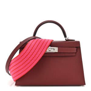 Hermes Epsom Mini Kelly Sellier 20 Sangle Cordage Rouge H Orange Field Rose Tyrien