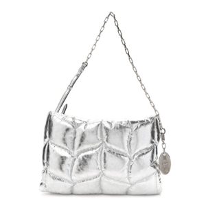 Mulberry Metallic Crinkled Calfskin Pillow Quilted Softie Clutch Silver