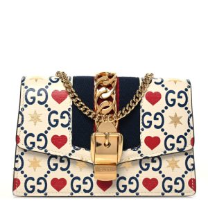 Gucci Textured Calfskin Valentine's Day Super Mini Sylvie Chain Shoulder Bag Ivory