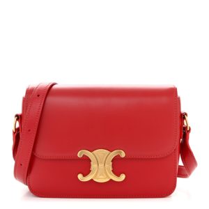 Celine Shiny Calfskin Medium Triomphe Red
