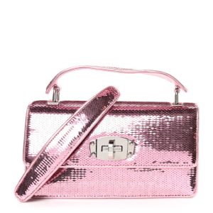 Miu Miu Paillettes Sequin Cleo Top Handle Rosa