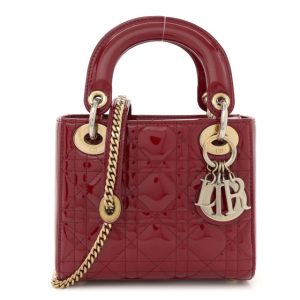 Christian Dior Patent Cannage Mini Lady Dior Red