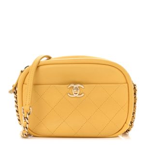 Chanel Goatskin Small Casual Trip Camera Case Yellow