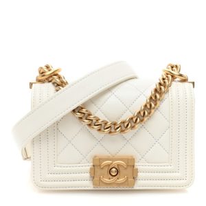 Chanel Caviar Quilted Mini Boy Flap White