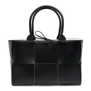 Bottega Veneta Nappa Maxi Intrecciato Small Arco Tote Black White