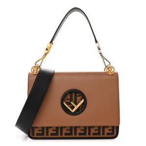 Fendi Vitello Century F is Fendi FF Embossed Kan I Shoulder Bag Orzo Tobacco