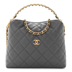 Chanel Caviar Quilted Chanel Way Clutch With Chain Grey