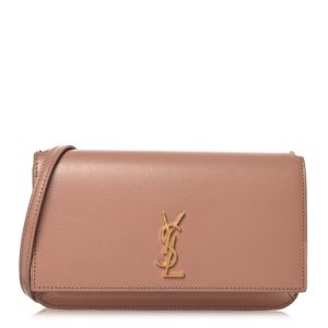 Saint Laurent Smooth Calfskin Monogram Phone Holder Crossbody Vintage Peach
