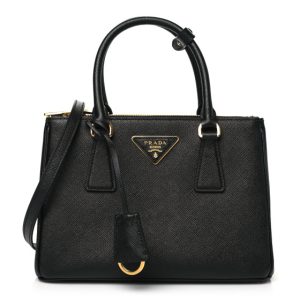 Prada Saffiano Small Galleria Double Zip Tote Black