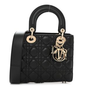 Christian Dior Lambskin Cannage Small My ABCDior Lady Dior Black
