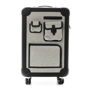 Hermes H Viking Canvas Taurillon Regate Cargo Rolling Trolley Luggage Ecru Black