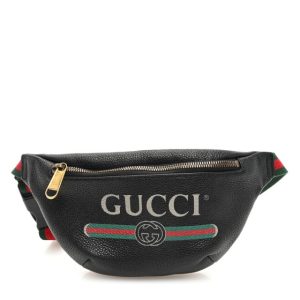 Gucci Grained Calfskin Small Logo Belt Bag Black