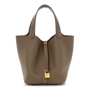 Hermes Taurillon Clemence Picotin Lock 22 MM Etoupe