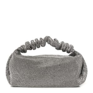 Alexander Wang Mesh Crystal Rhinestone Mini Scrunchie Clutch Black Silver