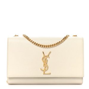 Saint Laurent Grain De Poudre Medium Classic Monogram Kate Satchel Crema Soft