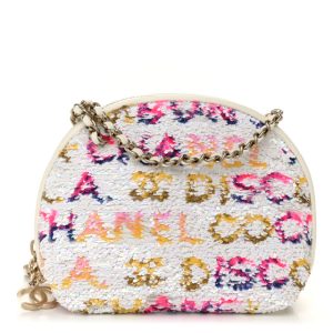 Chanel Sequin Logo CC Crossbody Bag White Multicolor