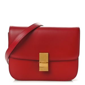 Celine Smooth Calfskin Medium Classic Box Flap Bag Red