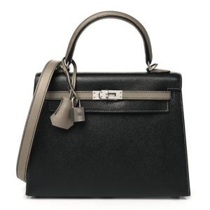 Hermes Epsom Horseshoe Kelly Sellier 25 Black Gris Asphalte