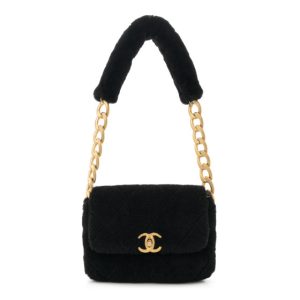 Chanel Shearling Quilted Single Flap Black