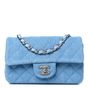 Chanel Denim Quilted Mini Rectangular Flap Blue