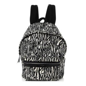 Saint Laurent Canvas Zebra Print City Backpack Black White