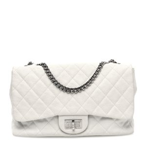 Chanel Washed Caviar Quilted 2.55 Reissue 226 Bijoux Chain Flap White