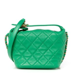 Chanel Lambskin Quilted Small Perfect Meeting Hobo Green