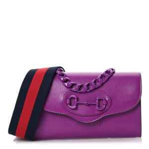 Gucci Azalea Calfskin Web Monochrome Mini Horsebit 1955 Chain Shoulder Bag Spicy Cyclamin