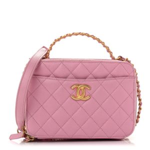 Chanel Caviar Quilted Pick Me Up Small Vanity Case Dark Pink