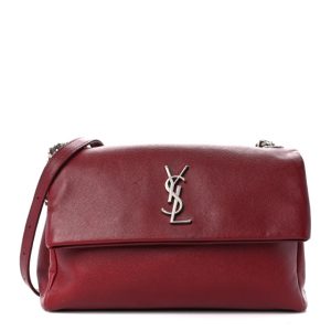 Saint Laurent Grain De Poudre Medium West Hollywood Monogram Fold-Over Palissandre
