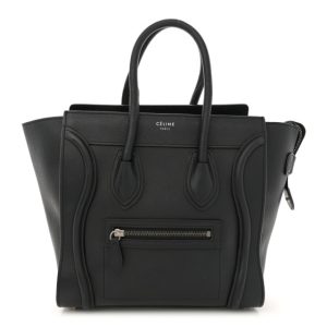 Celine Drummed Calfskin Micro Luggage Black