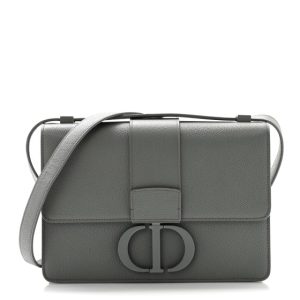 Christian Dior Ultra Matte Grained Calfskin 30 Montaigne Flap Bag Grey