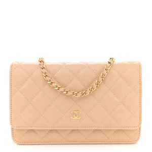 Chanel Caviar Quilted Wallet on Chain WOC Beige