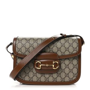 Gucci GG Supreme Monogram Horsebit 1955 Shoulder Bag Beige Brown Sugar