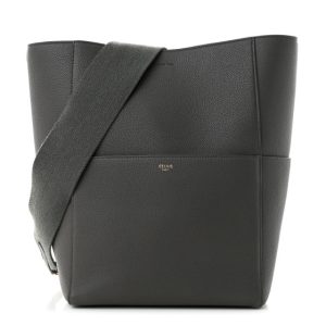 Celine Soft Grained Calfskin Sangle Bucket Bag Kohl