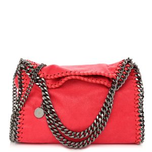Stella McCartney Shaggy Deer Mini Falabella Fold Over Tote Pink Fluo