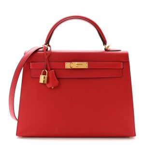 Hermes Epsom Kelly Sellier 32 Rouge Casaque
