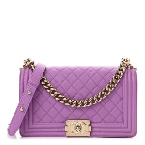 Chanel Caviar Quilted Medium Boy Flap Purple