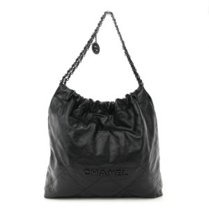 Chanel Shiny Calfskin Quilted Chanel 22 So Black
