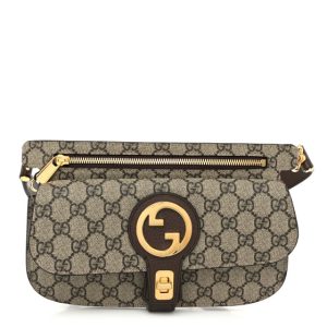 Gucci GG Supreme Monogram Textured Dollar Calfskin Blondie Belt Bag Beige Ebony New Acero