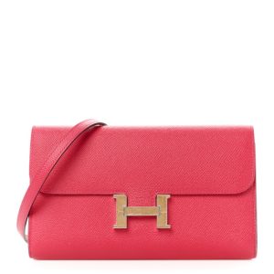 Hermes Epsom Alligator Constance Wallet To Go Rose Extreme Sable