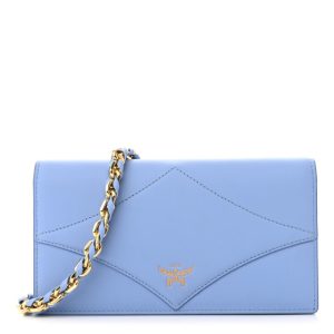 MCM Calfskin Large Diamond Wallet On Chain Blue