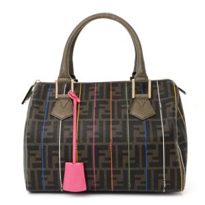 Fendi Zucca Spalmati Striped Boston Tobacco Multicolor