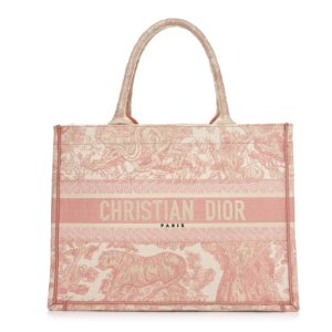 Christian Dior Canvas Embroidered Medium Dioriviera Toile De Jouy Book Tote Rose