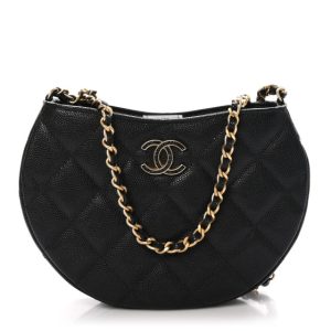 Chanel Caviar Quilted Hobo Black